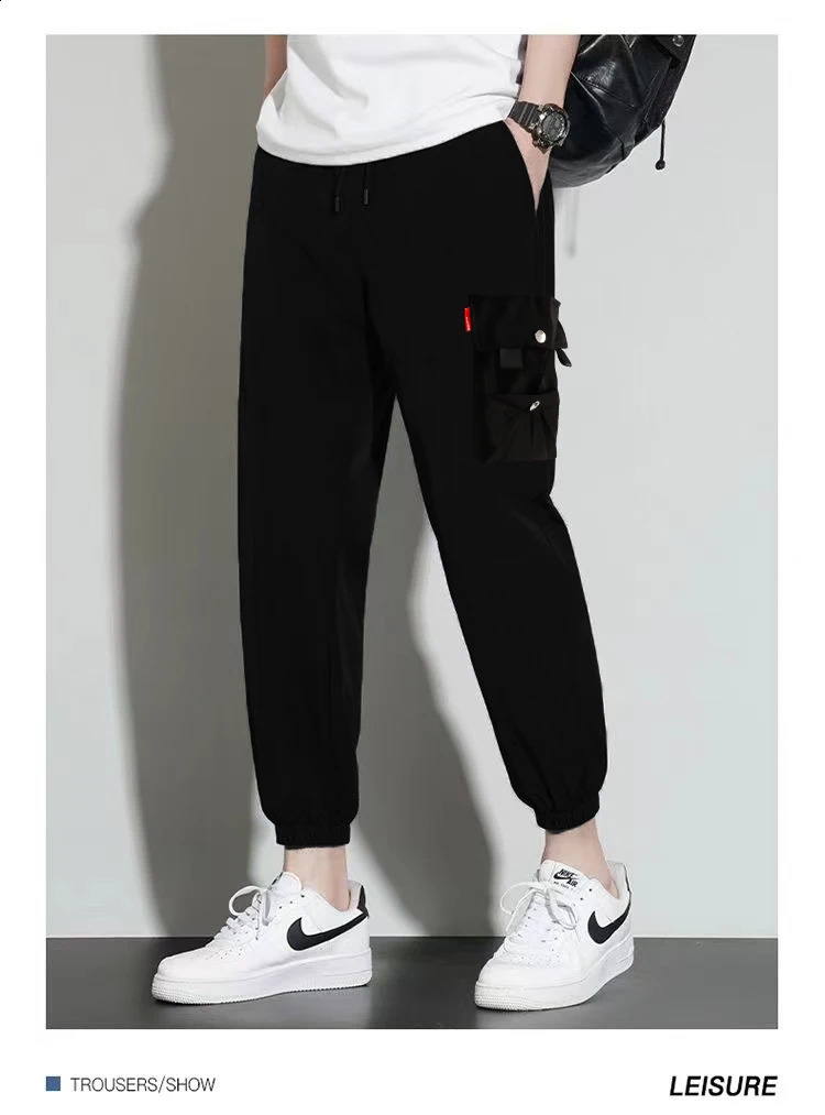 Mountain style pleated paratrooper work pants mens large pockets mountain style ins wide leg casual mens pants 240822