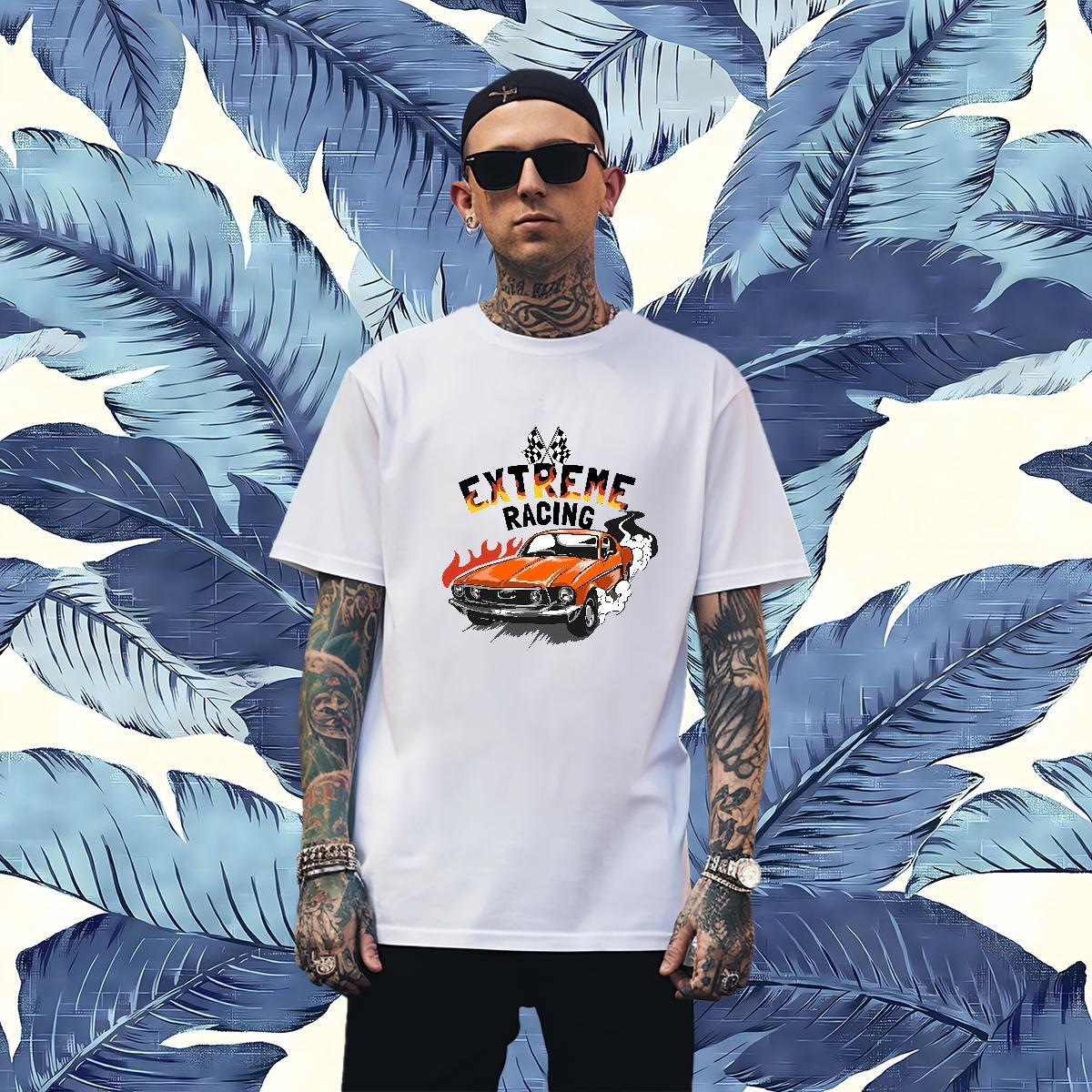 Comfortable car T Shirt For Man Casual Beach Couples T Shirts 100% Cotton 230g Fashion Design Short Sleeve Soft Plus Size Custom Tees