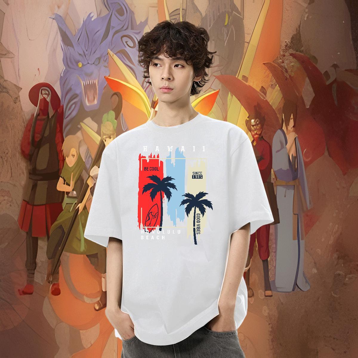High Quality Couples T Shirts Anime Printing Street 100% Cotton 230g Cartoon Print Crew Neck Breathable stakeboarding T-Shirts for Men 2024 Tops