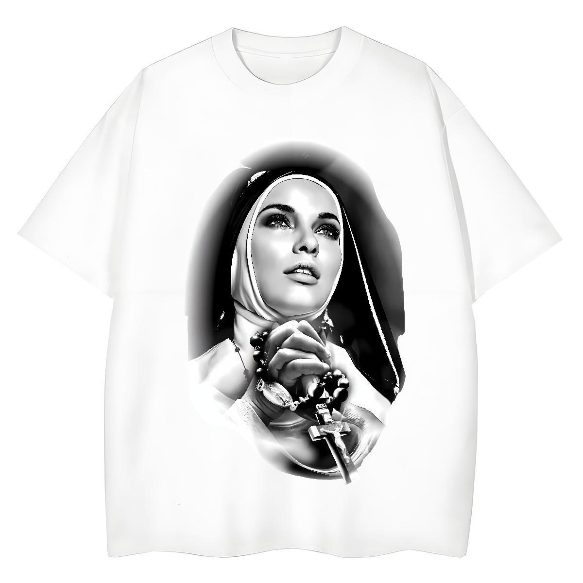 Nice Couples T Shirts 230g Pure Cotton nun Outdoor T Shirts Women Crew Neck Anime Tee Shirt