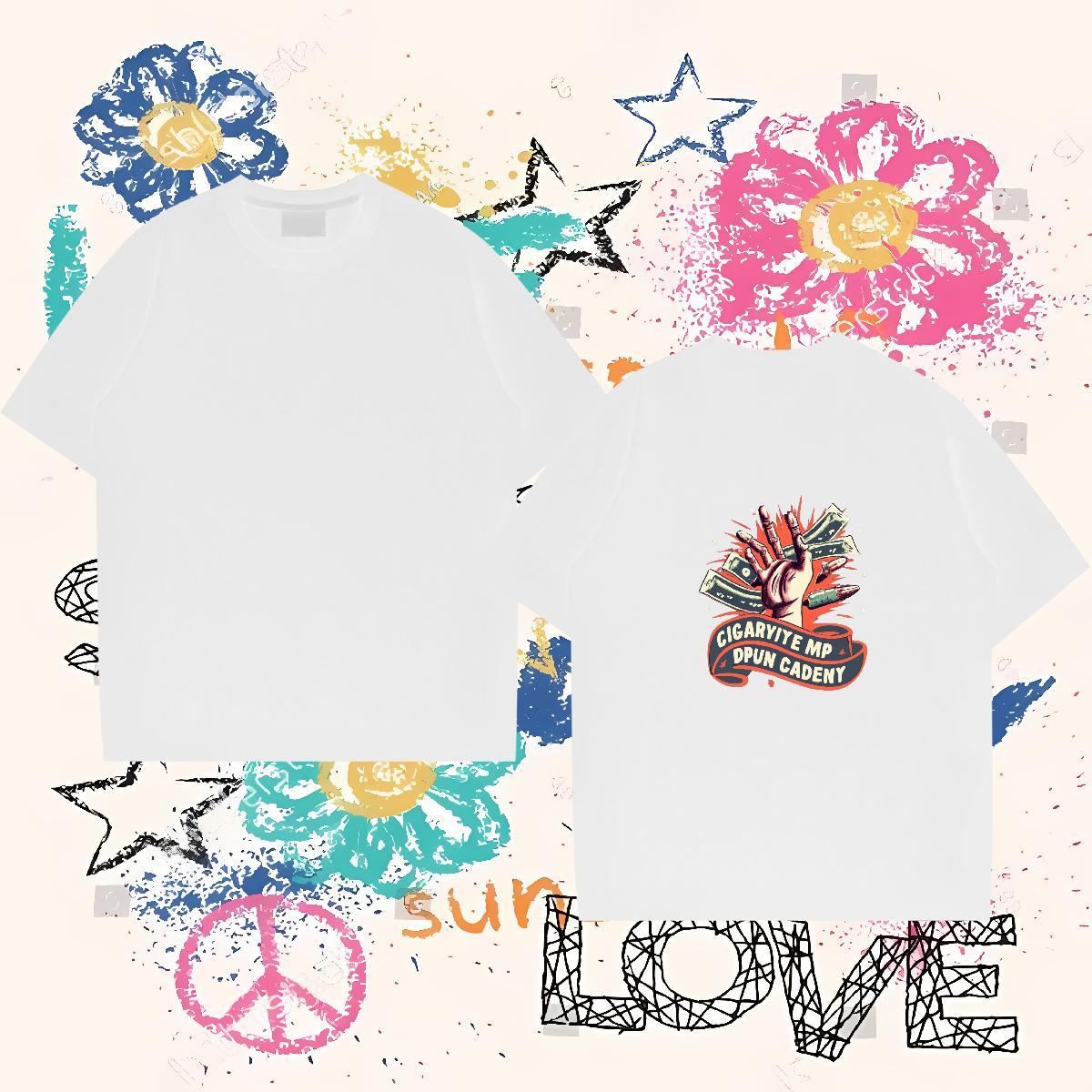 Free Shipping T Shirt For Man 230g Pure Cotton skull Daily Wear Floral Print Breathable Short Sleeve Men Clothes T-Shirt Designer Tees Shirts