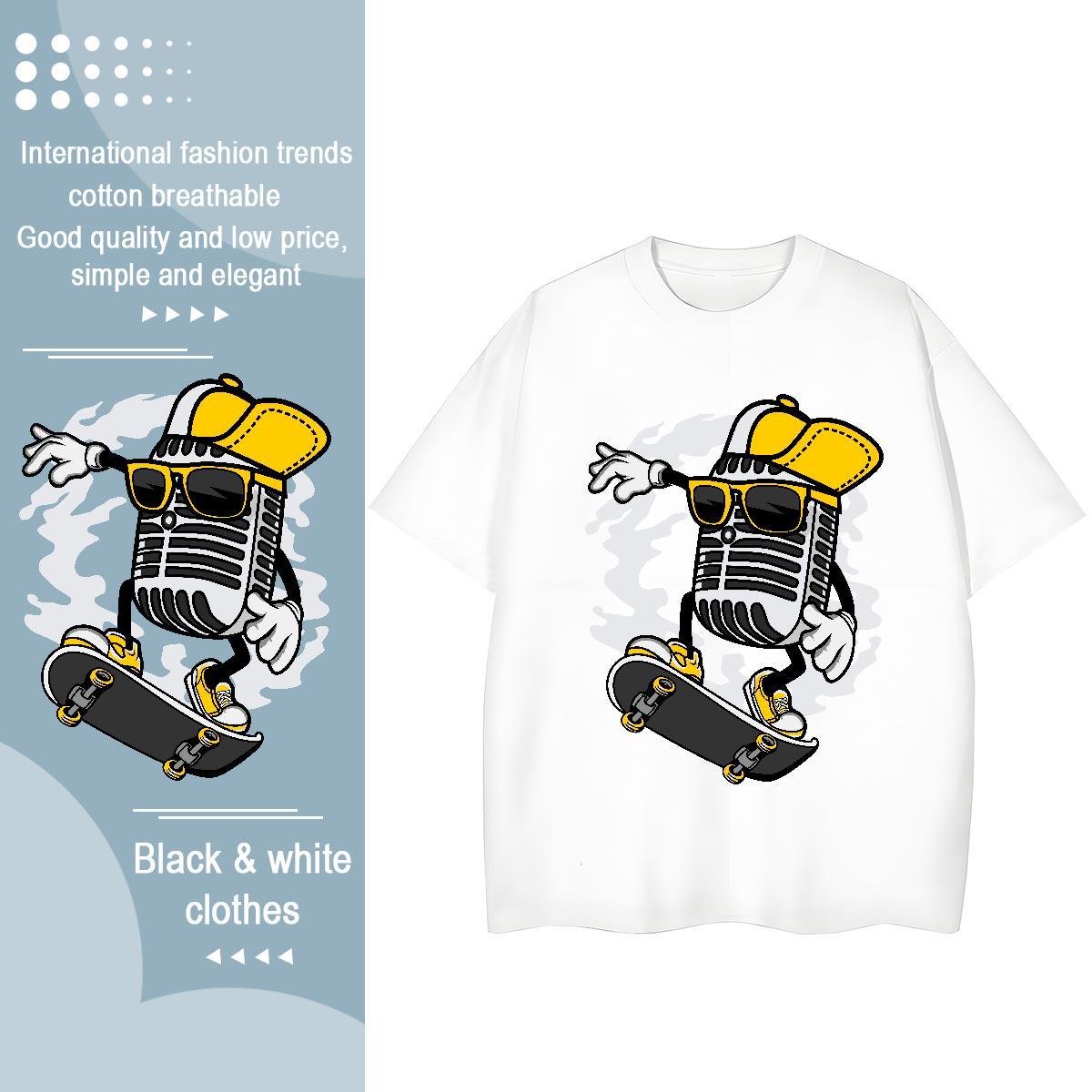 Brand T Shirt For Woman Round Neck Short Sleeve 100% Cotton 230g Women Tshirts Anime Oversized microphone Street Casual Loose fit Wear