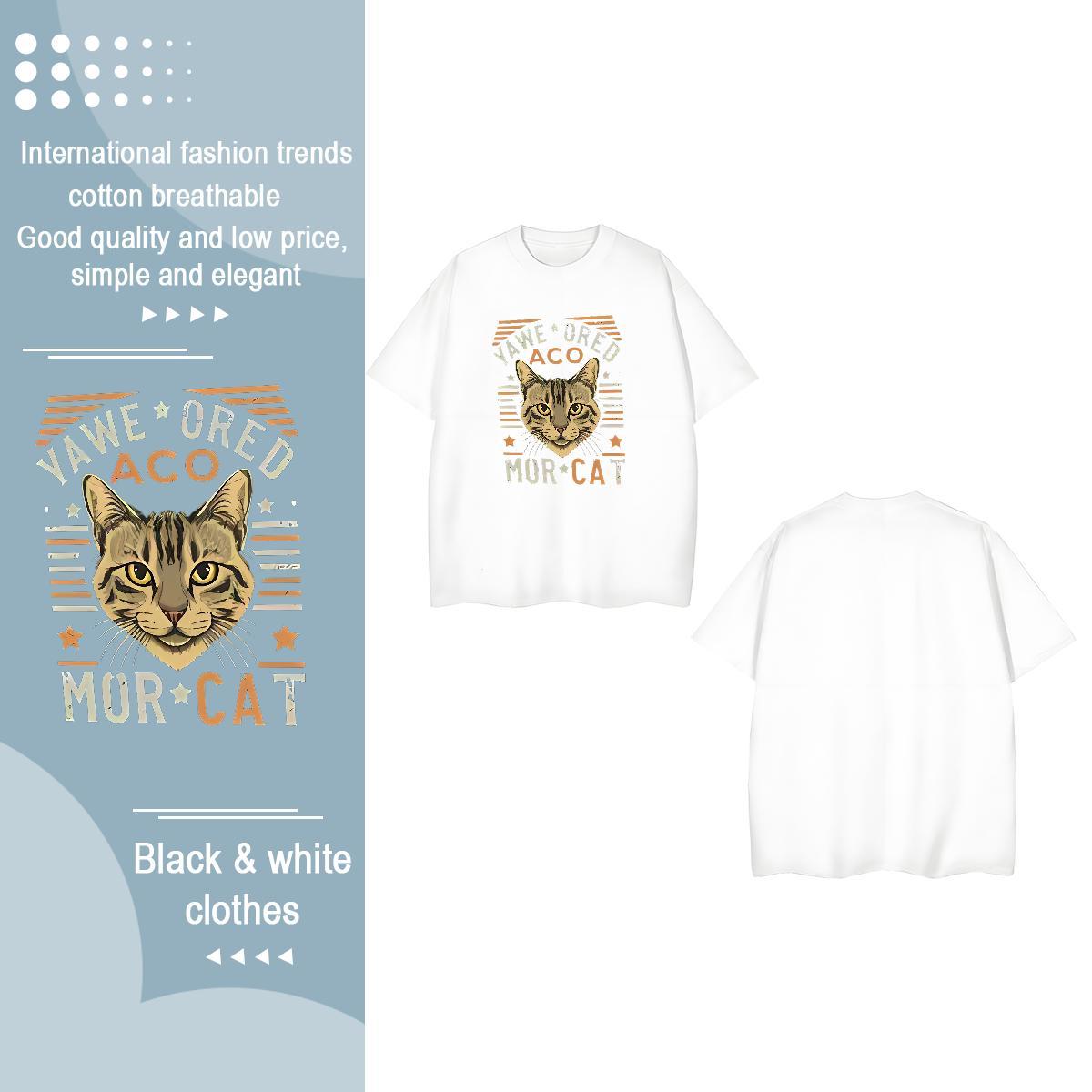 Brand Women T Shirts Breathable Crew Neck 230g Cotton Lady T shirt Skull cat Spring Summer Comfortable Tops