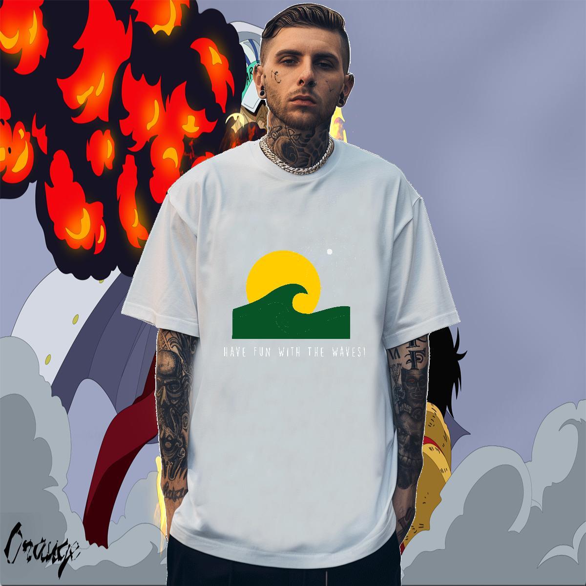 Wholesale Tshirts Casual Beach 230g Cotton Oversized Pure Cotton sea T-Shirts for Men Fashion New Tees Shirts
