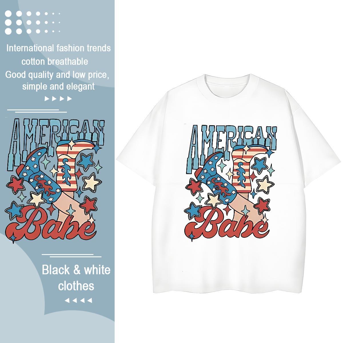 Popular Lady T shirt 230g Cotton USA Hip Hop Street T Shirt For Woman Short sleeve Soft DIY Printed Top Shirts