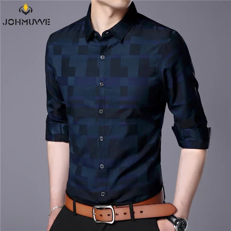 Mens Casual Business Long Sleeve Shirt Formal Office Men Tshirt 240822