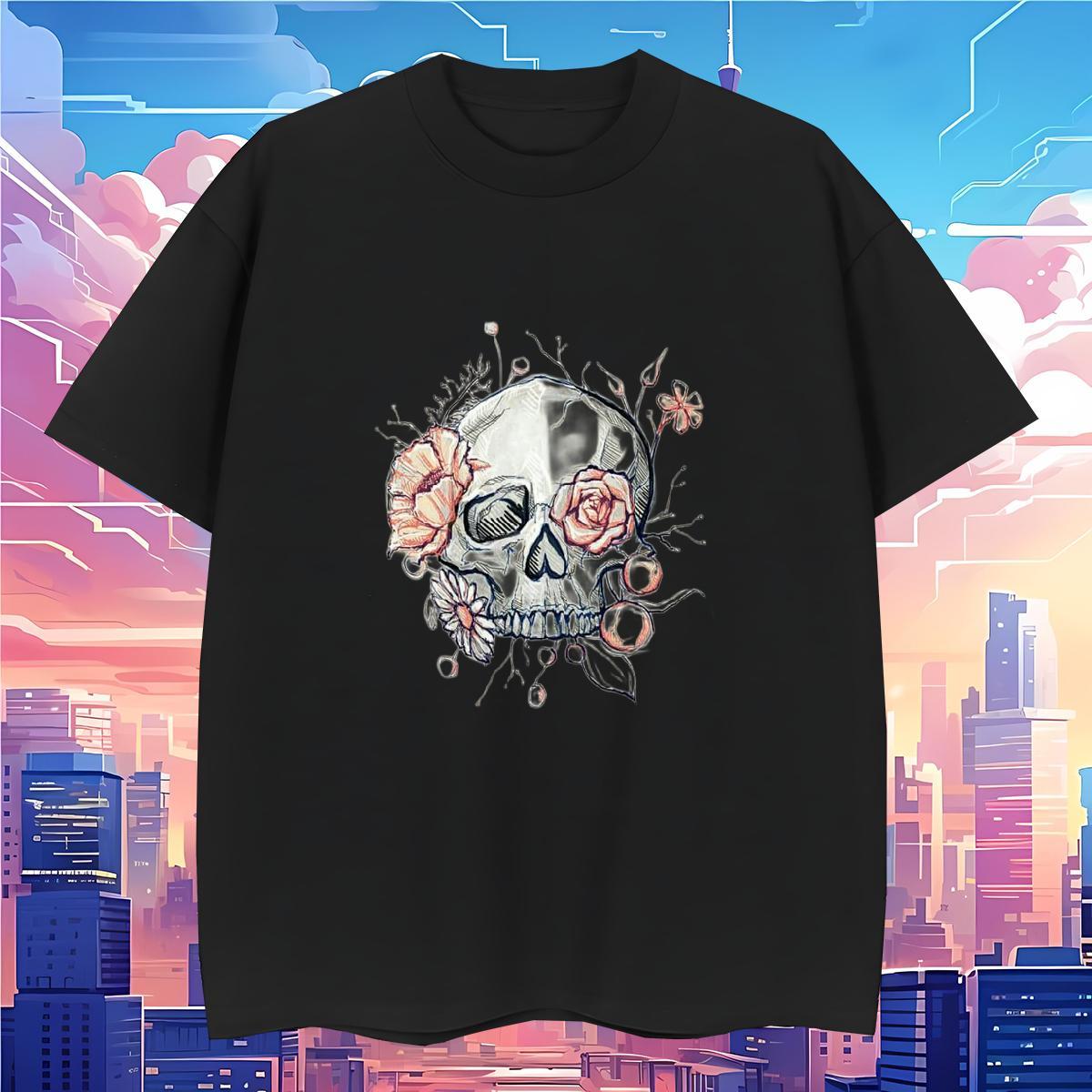 Unisex T Shirt For Man 230g 100% Cotton skull Anime Printing Street Oversized 4XL Pure Cotton Men Tshirts New Designer Tee Shirt