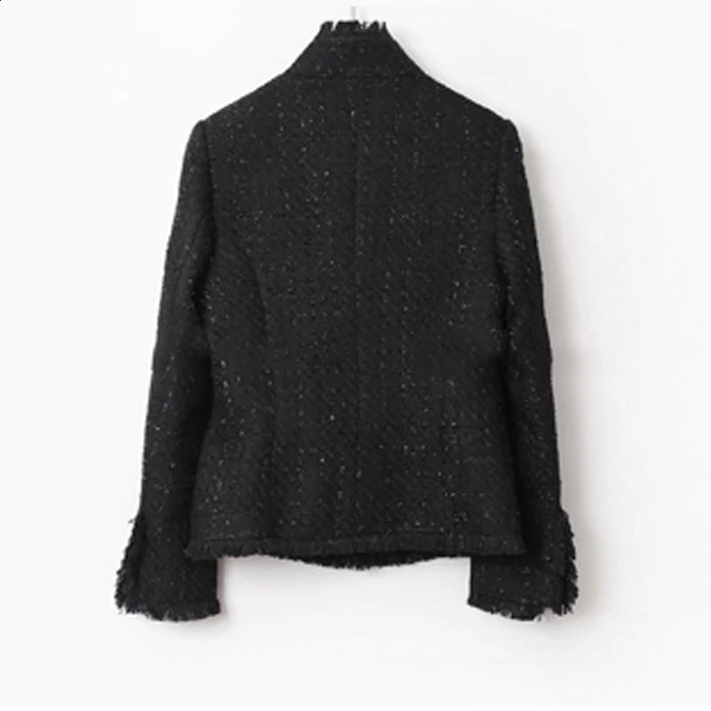Black tweed women jacket spring / autumn / winterwomens jacket coat classic coat classic jacket Ladies