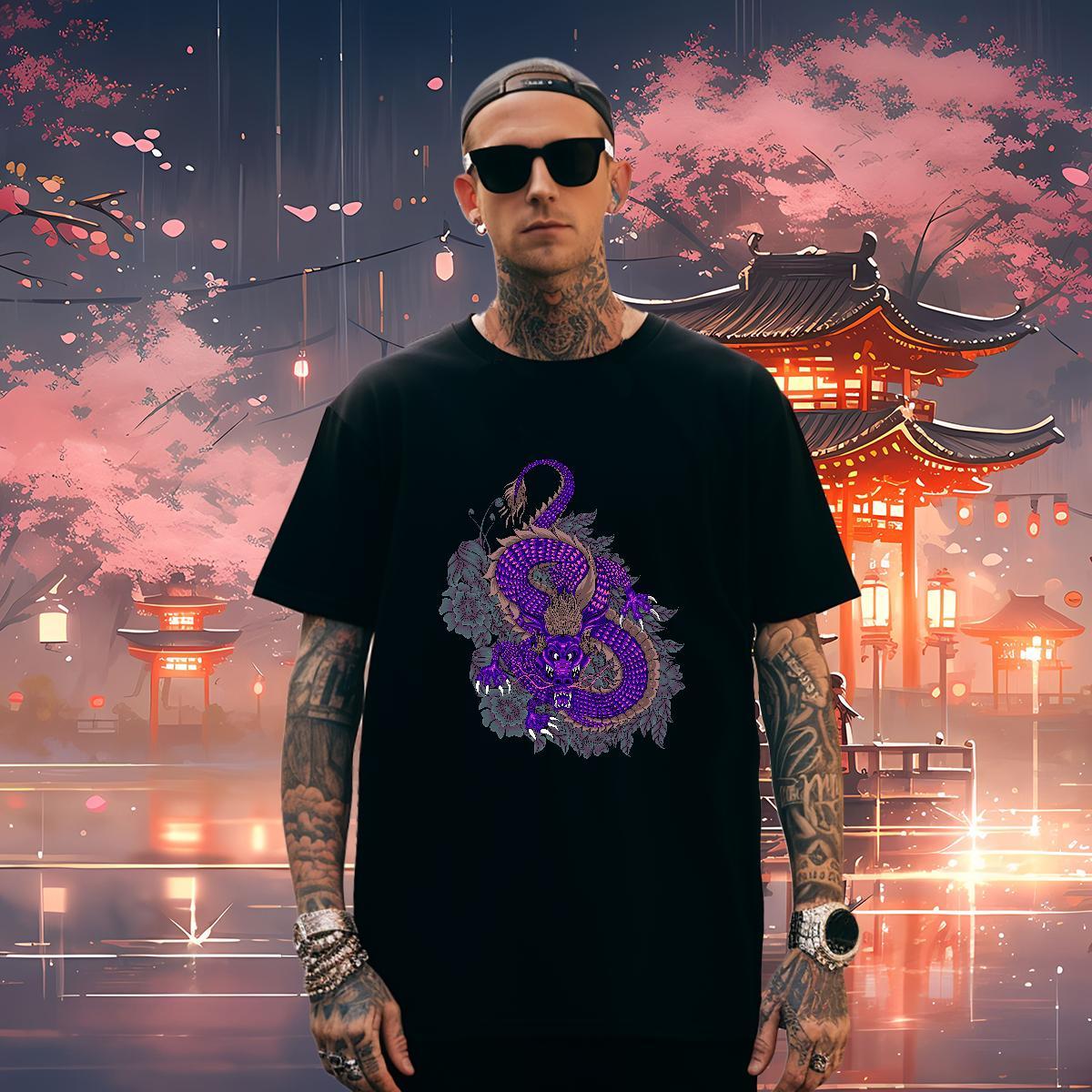 Wholesale dragon T-Shirts Casual Daily Wear Men Tees 230g Pure Cotton New Arrival O Neck Short Sleeves Anime Top Tees