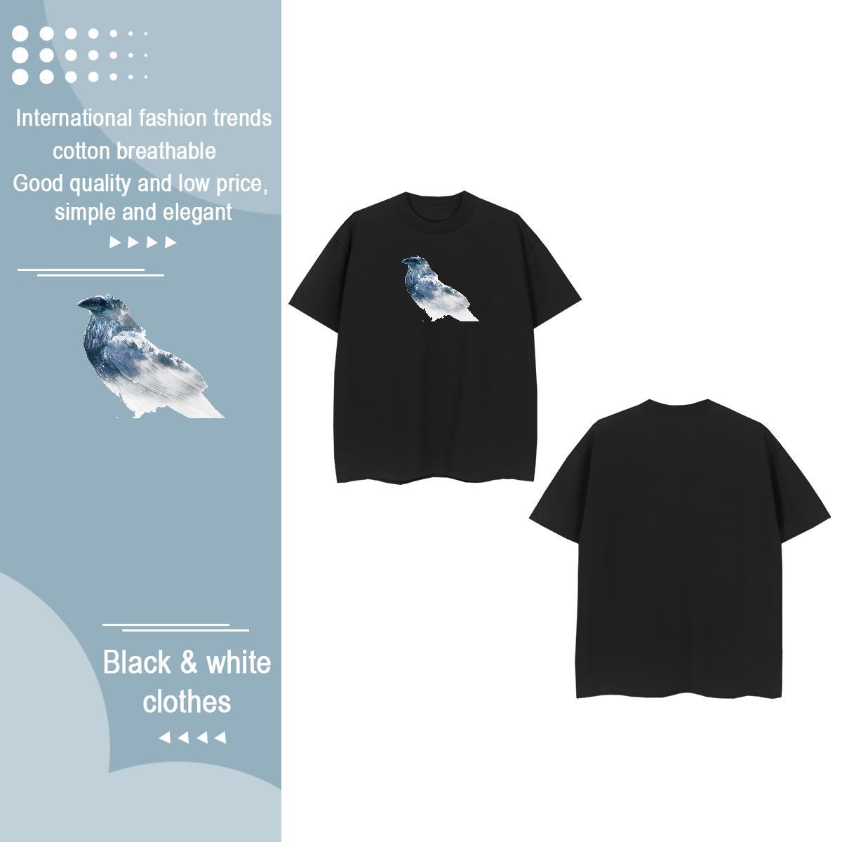 2024 Casual T-Shirts Crew Neck 230g 100% Cotton Couples T Shirts Customized Print bird Sports Street Wear Free Shipping Tops Shirt