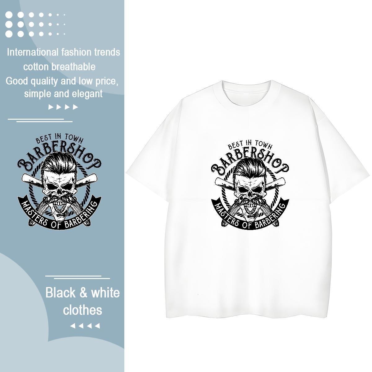 Stylist Womens T Shirts 230g 100% Cotton Breathable Short Sleeve Sports Casual skull Unisex Tshirts Designer Anime Print Tops