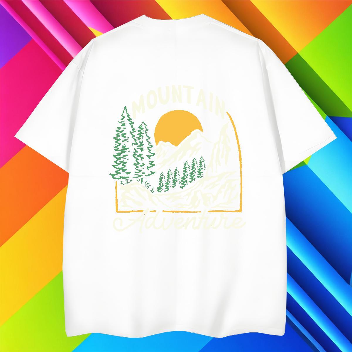Wholesale Mens Tshirts Street Casual 230g 100% Cotton Plus Size Cartoon Short Sleeve O-Neck mountains T-Shirts Customized Tops Shirt