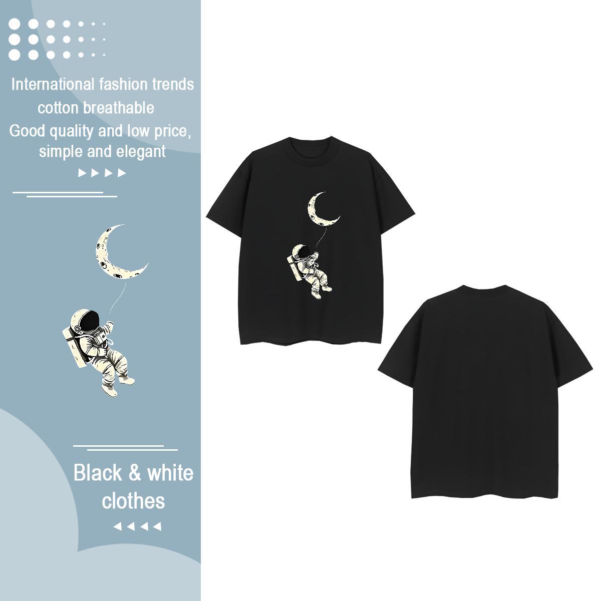 Casual New T shirt Breathable Crew Neck 230g 100% Cotton Lady T shirt Anime spaceman Casual Beach Wholesale Tees Shirts
