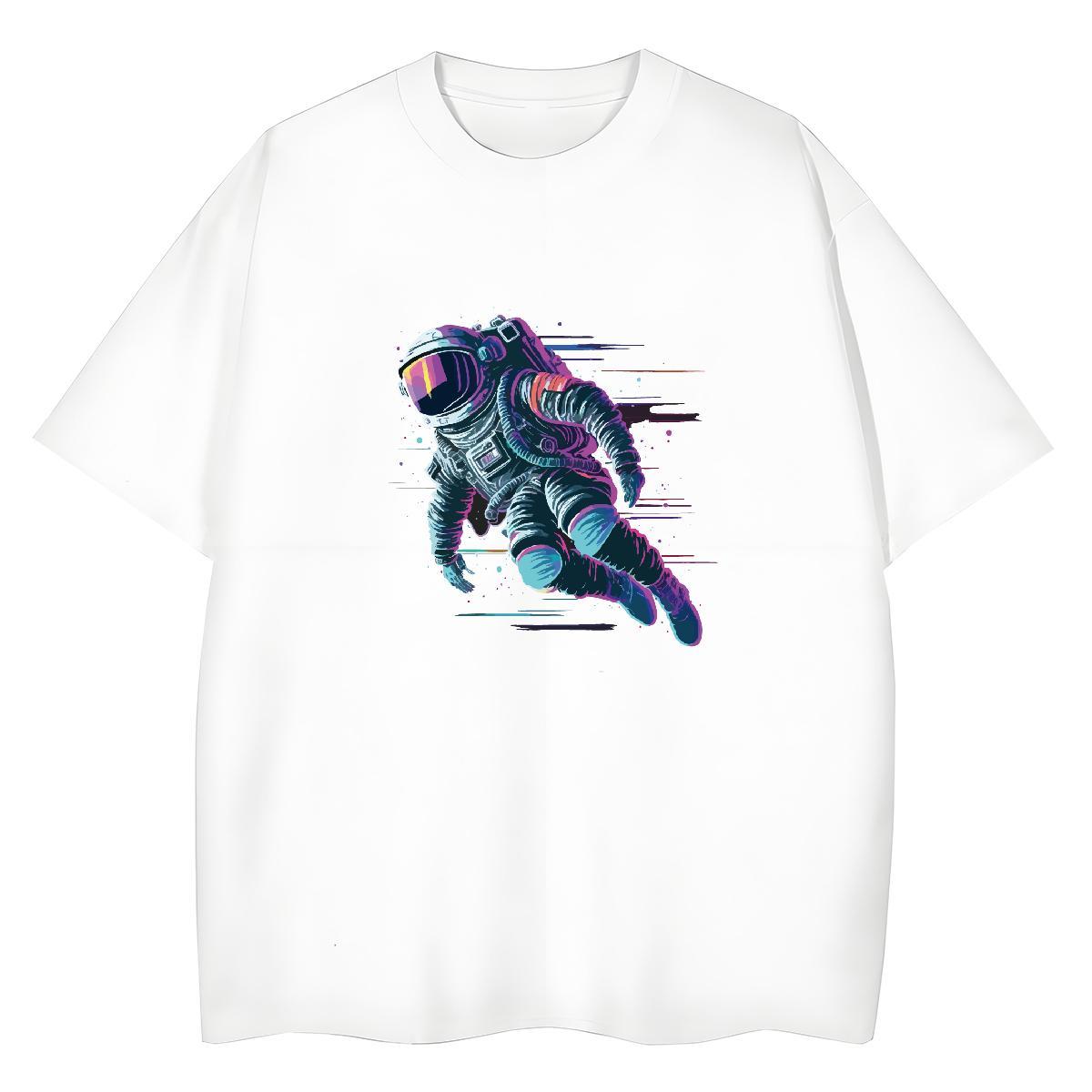 Nice Women Tees 100% Cotton 230g cosmonaut Hip Hop Street Woman T Shirts Breathable Crew Neck DIY Printed Wear