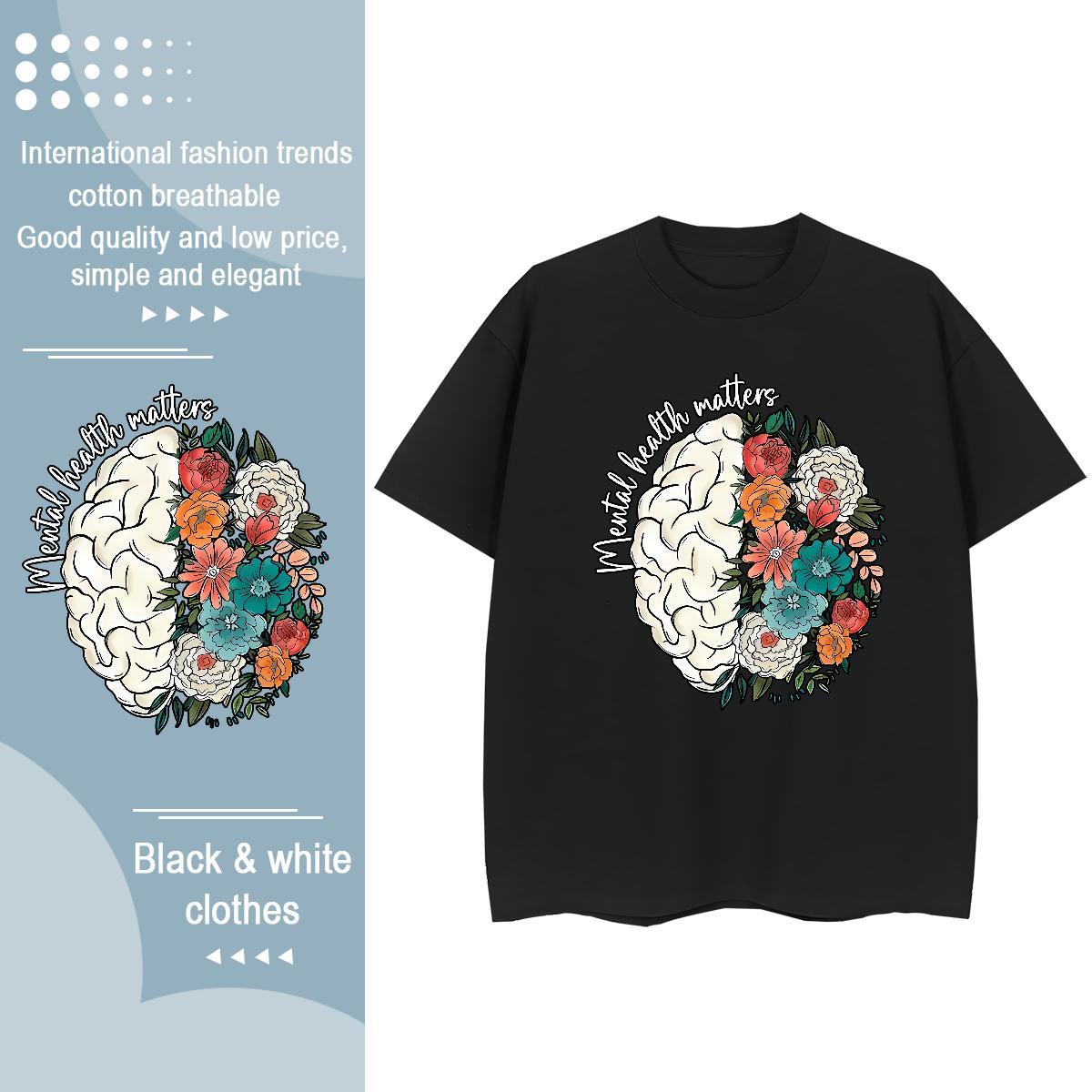 Factory Direct T Shirt For Woman Comfortable 230g Cotton Women Tshirts Custom Print Plus Size flower Home Outdoor 5A Top Tees