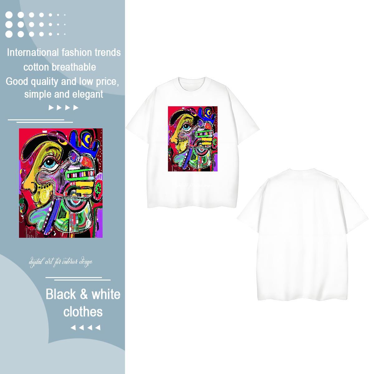 DIY T Shirt For Woman Breathable Short Sleeve 230g Cotton Woman Tshirt Skull ET Spring Summer Loose Wear