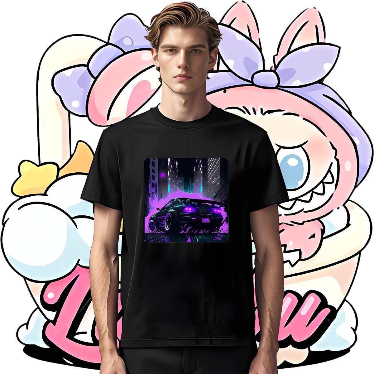 High Quality Men Tshirts Street Casual 230g Cotton Graphic Crew Neck car T shirt Classic Tops Shirt