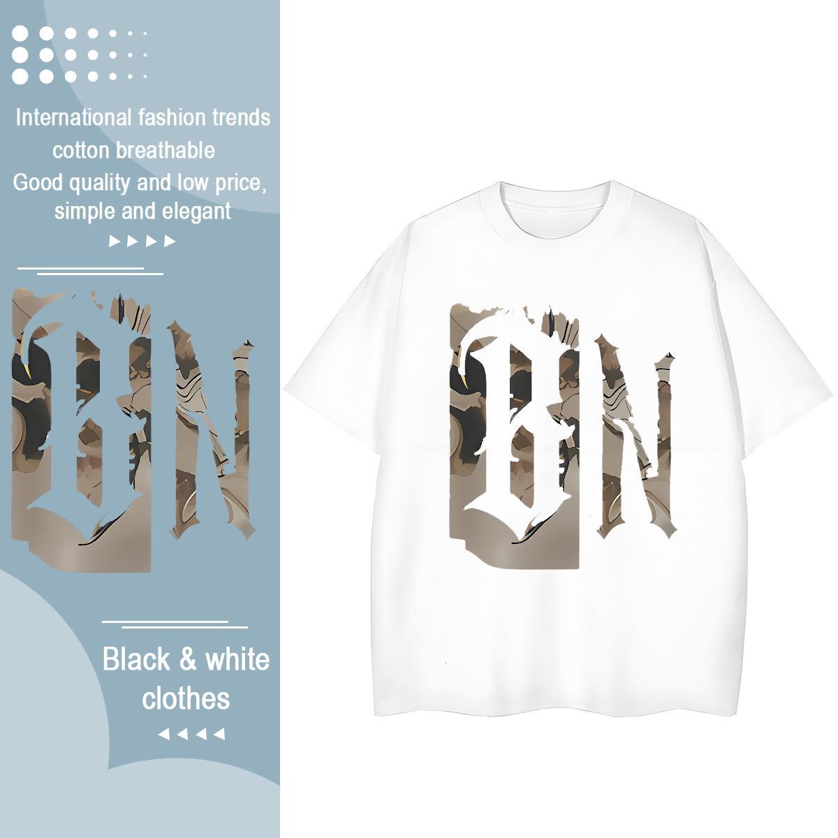 Loose fit Unisex Tshirts 100% Cotton 230g letter Daily Outfit T Shirt For Woman O-Neck Short Sleeve Floral Print Tees