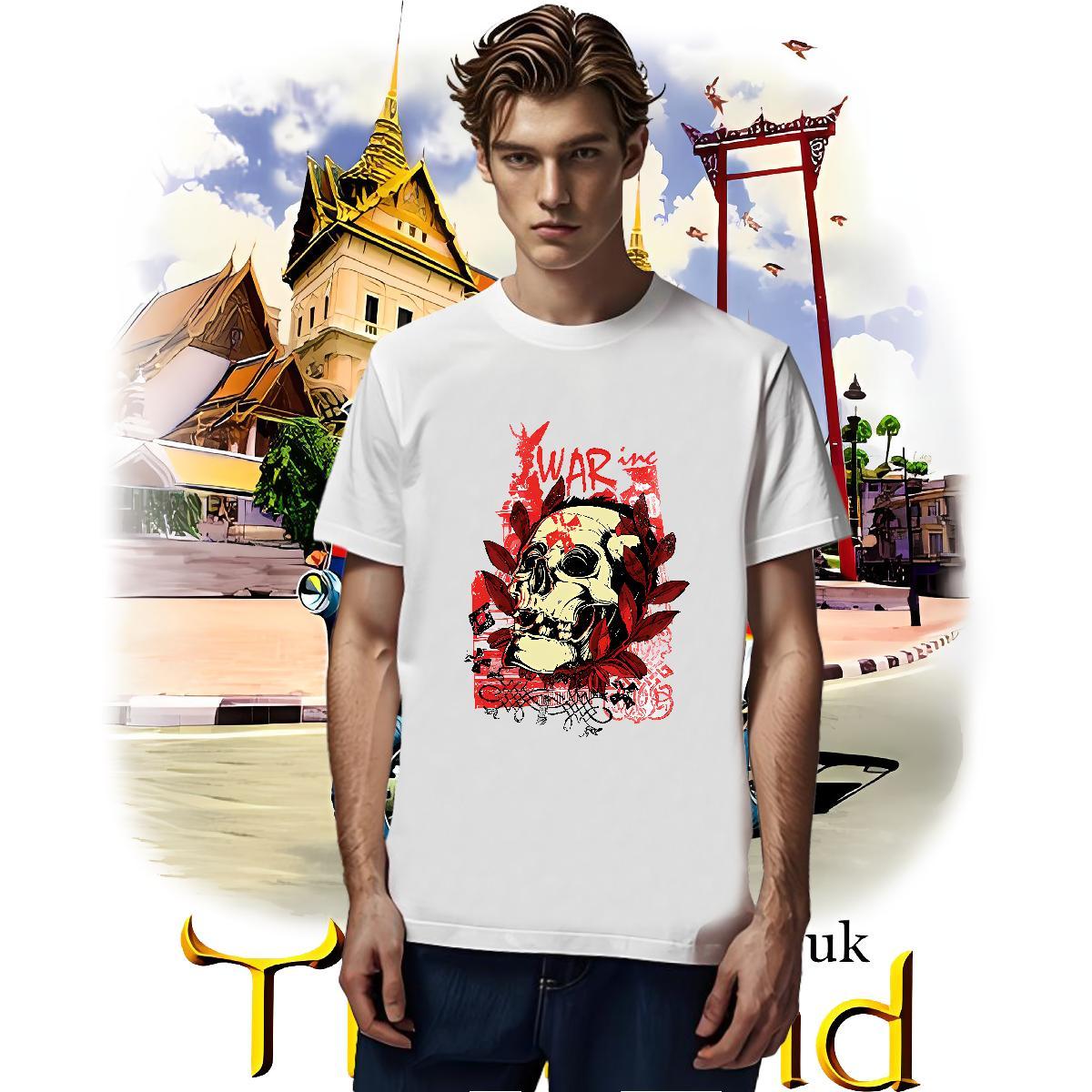 Free Shipping Men Clothes T-Shirt 230g 100% Cotton Casual Daily Wear skull Breathable Short Sleeve T shirt Cool Design Oversized Tees