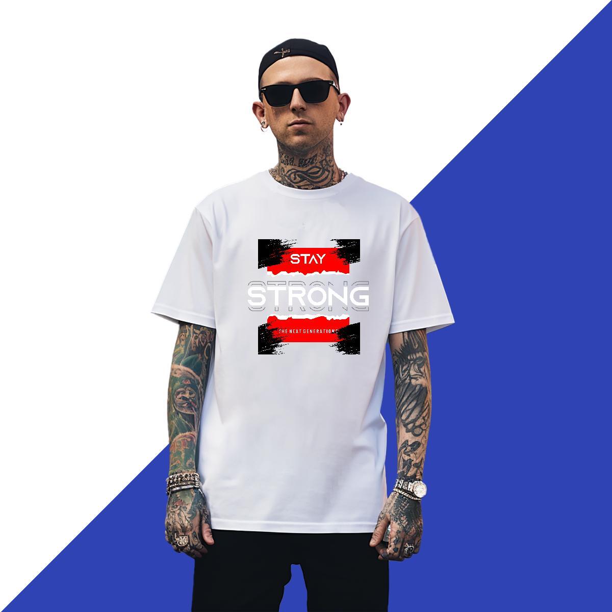 TOP Quality Tshirt for Man Woman Beach 100% Cotton 230g Customized Pure Cotton stay strong T Shirts Men Fashion New Polos