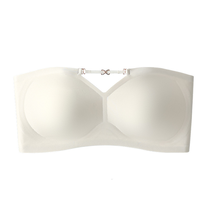 Round strapless outer expansion underwear women with non-skid gathered small and large invisible wrap chest bra for summer dongdumaoyi