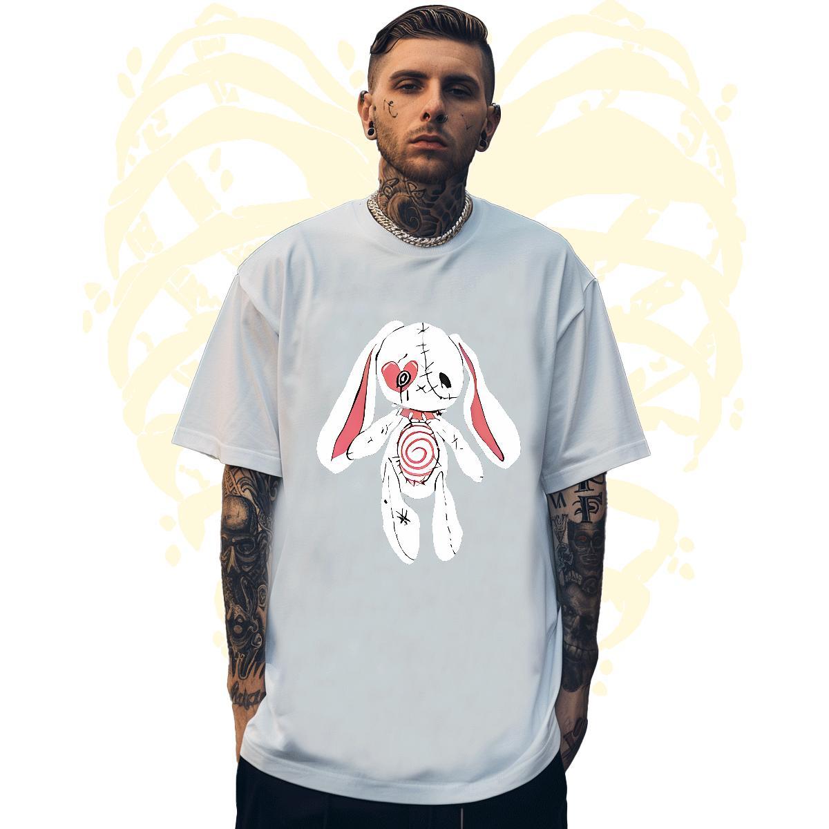 Comfortable Man T Shirts rabbit Crew Neck Breathable Summer Casual DIY Logo Oversized 230g Pure Cotton Men Tees Stylist Polos