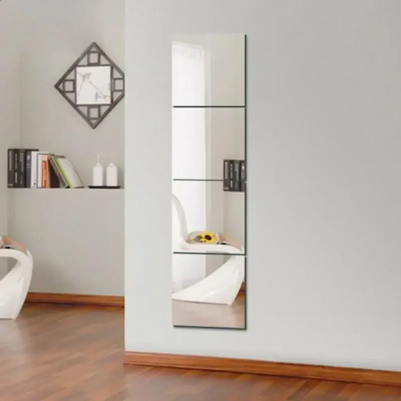 1-5pcs 3D Square Mirror Wall Stickers Self-adhesive DIY Square Mirrors Stickers Thicken Flexible Art Acrylic Home Room Decor 240822