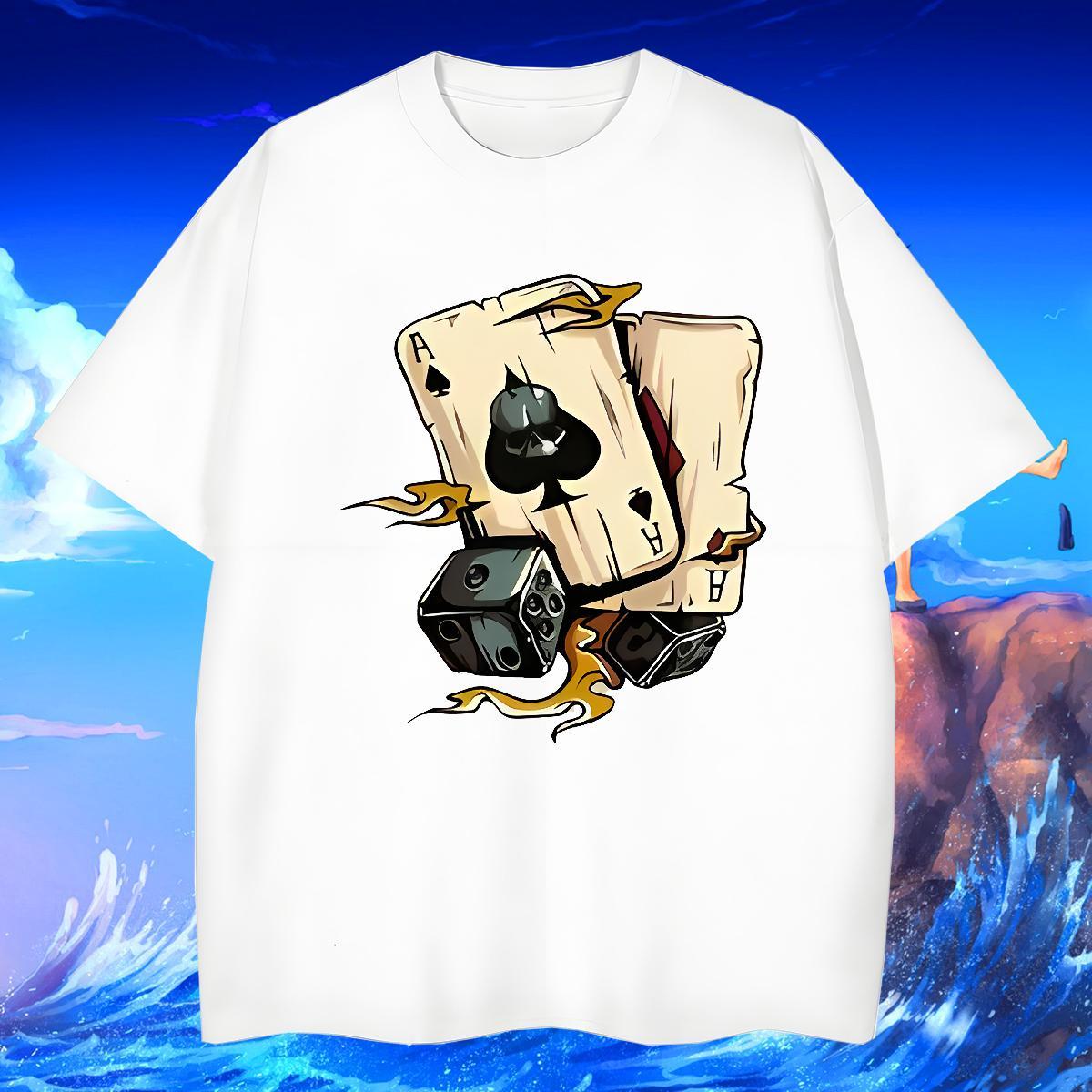 2024 Summer Men Tshirts 230g Cotton Casual Daily Wear playing card Breathable Short Sleeve Men T Shirts Free Shipping Custom Big Size Clothes