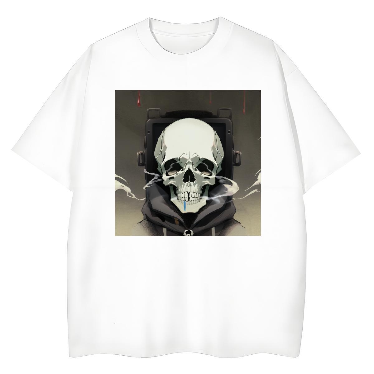 Custom T shirt 230g Pure Cotton Short Sleeve O-Neck Casual Daily Wear skull Lady T shirt Soft Skull Top Tees