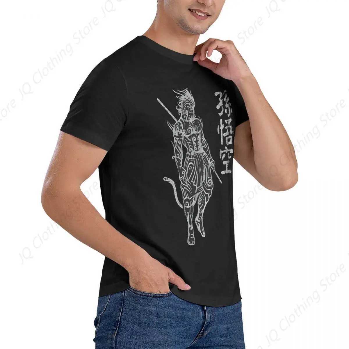 Terrific T Shirt Mens Cotton Vintage T-Shirts Round Neck Black Myth Wukong Tee Shirt Short Sleeve Clothing Gift Idea M240822