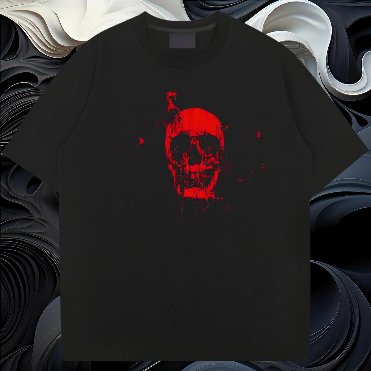 2024 New Casual Daily Wear Men Clothes T-Shirt blood Pure Cotton 230g Pure Cotton Men T Shirts Wholesale Black Oversized Clothings