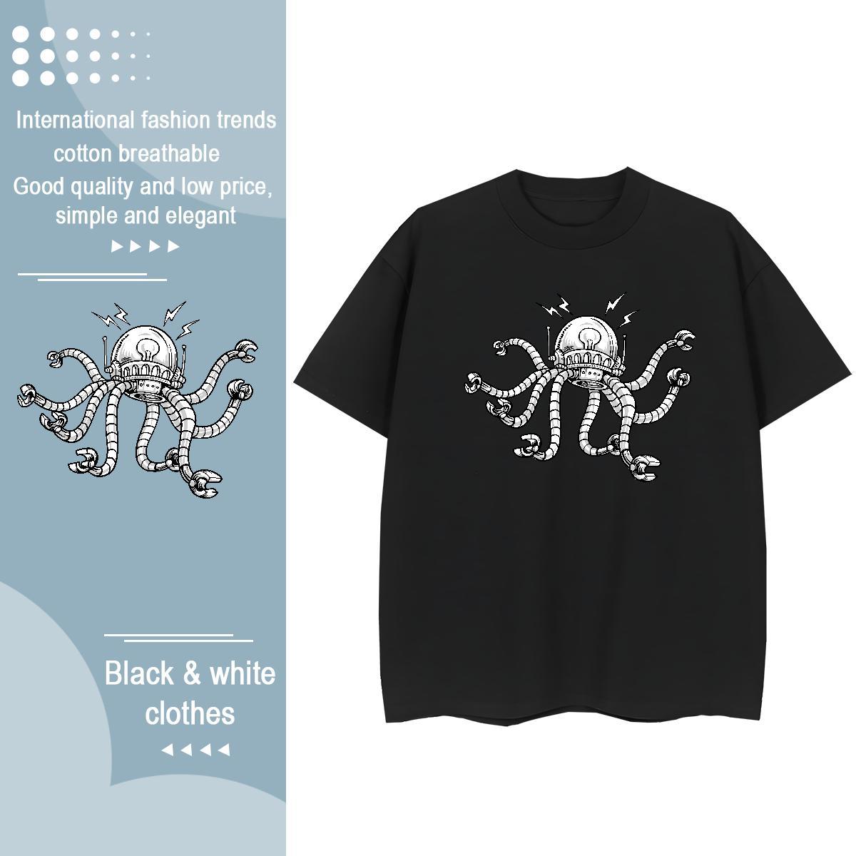 DIY T Shirt For Woman 230g Cotton Crew Neck Breathable Street Casual robot Lady T shirt High quality Custom Printed Clothes