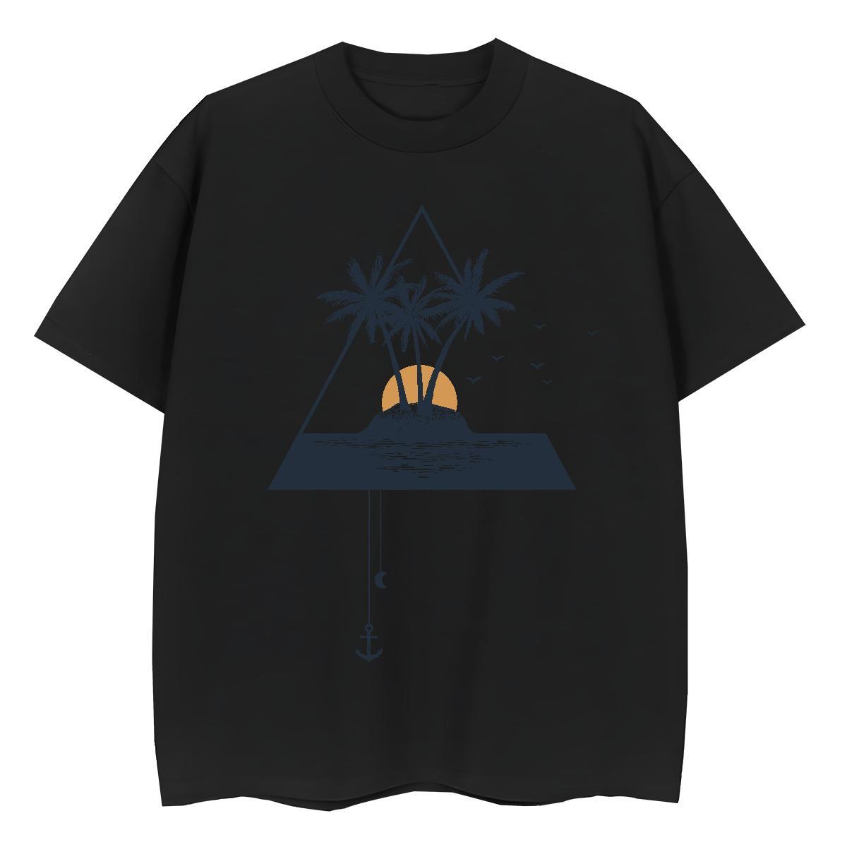 Classic Womens T Shirts O-Neck Short Sleeve 230g Pure Cotton Couples T Shirts Cartoon Print tree Hip Hop Unisex Tshirts