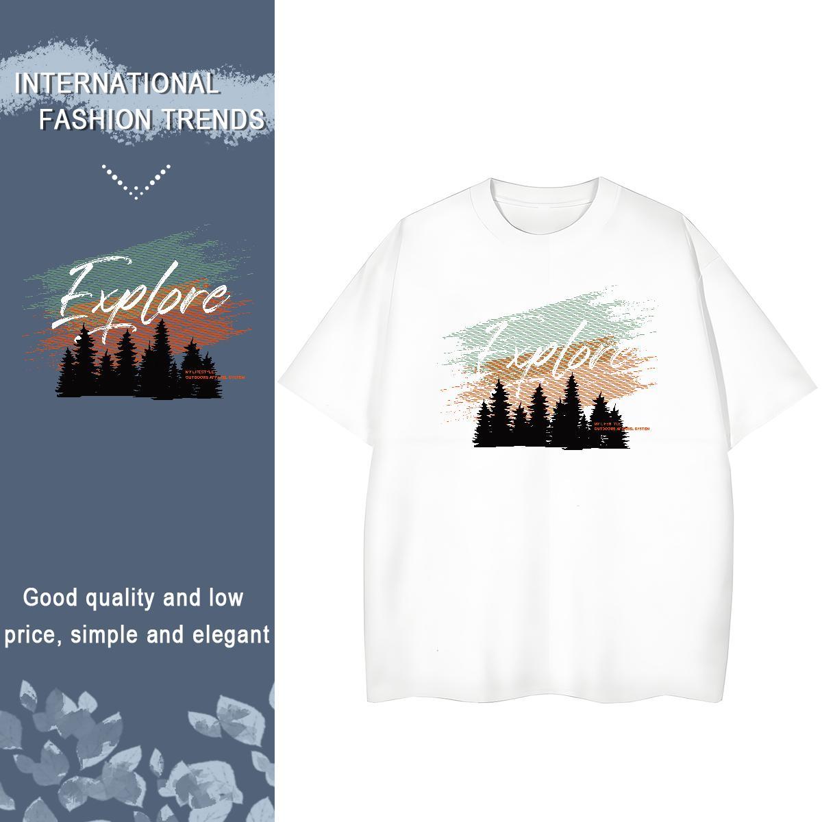 2024 T shirt O Neck Short Sleeves 230g 100% Cotton Couples T Shirts Cartoon Anime tree High Street Hip Hop Wholesale Polos