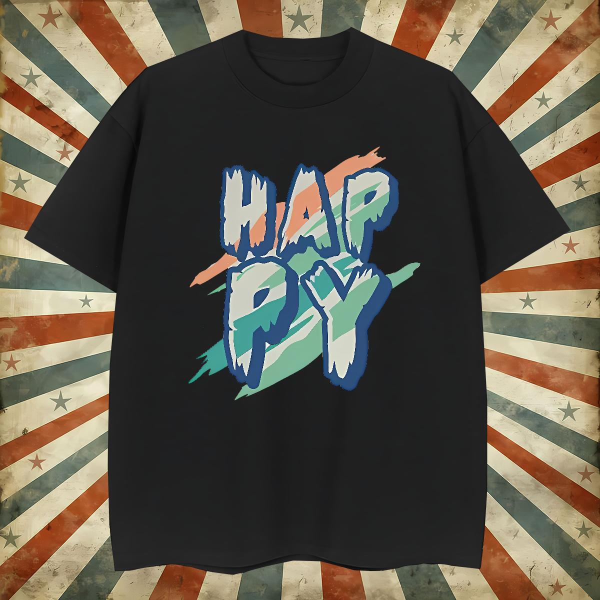 Classic happy Man T Shirts Casual Men Clothes T-Shirt 230g Pure Cotton Free Shipping Breathable Crew Neck Cartoon Printing L-4XL Wear