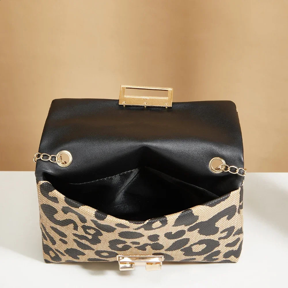 Autumn and winter personality houndstooth handbag leopard print womens bag fashion chain shoulder crossbody women bags 240821