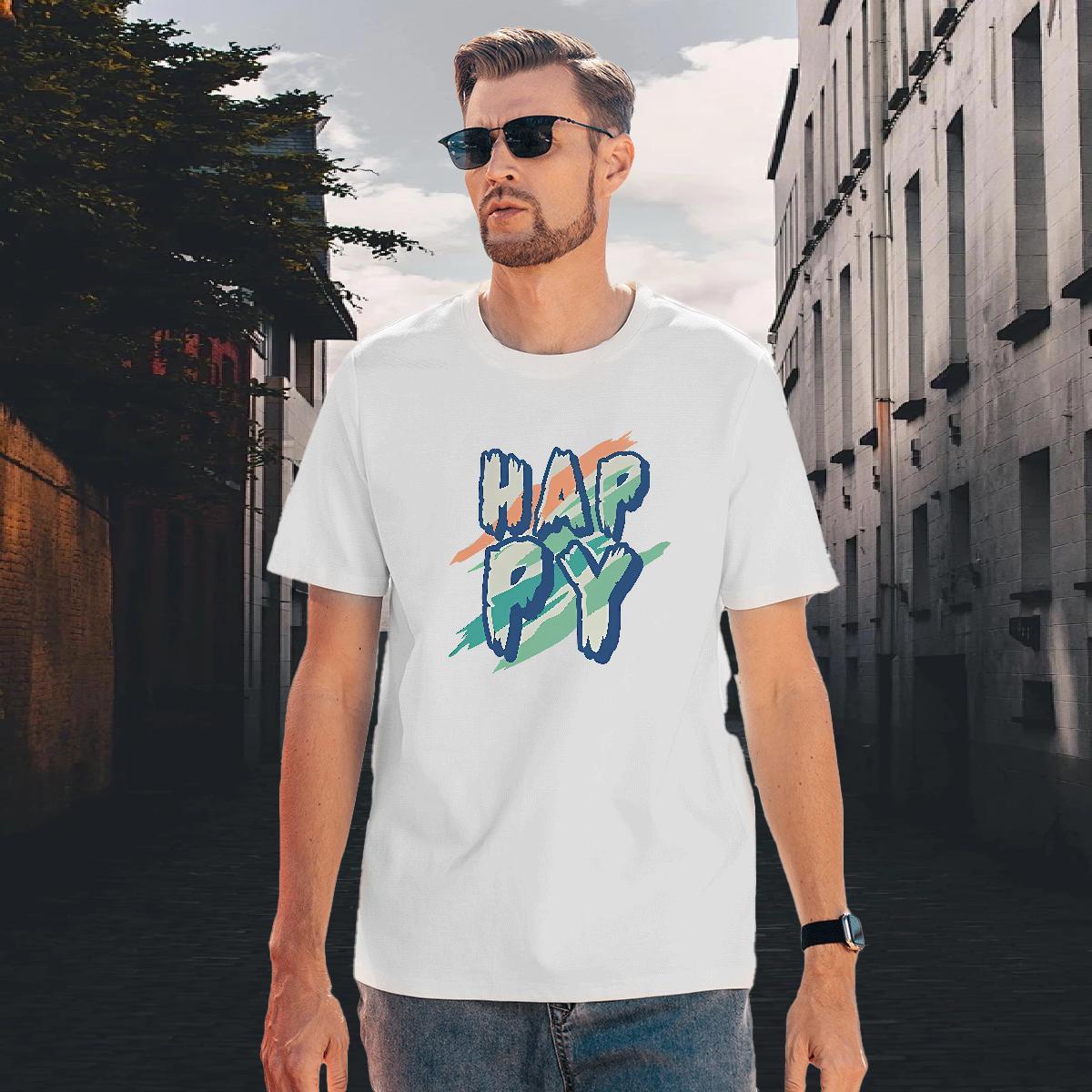 Designer Men Clothes T-Shirt Casual Daily Wear 100% Cotton 230g Graphic Breathable Crew Neck happy T shirt 2024 New Clothings