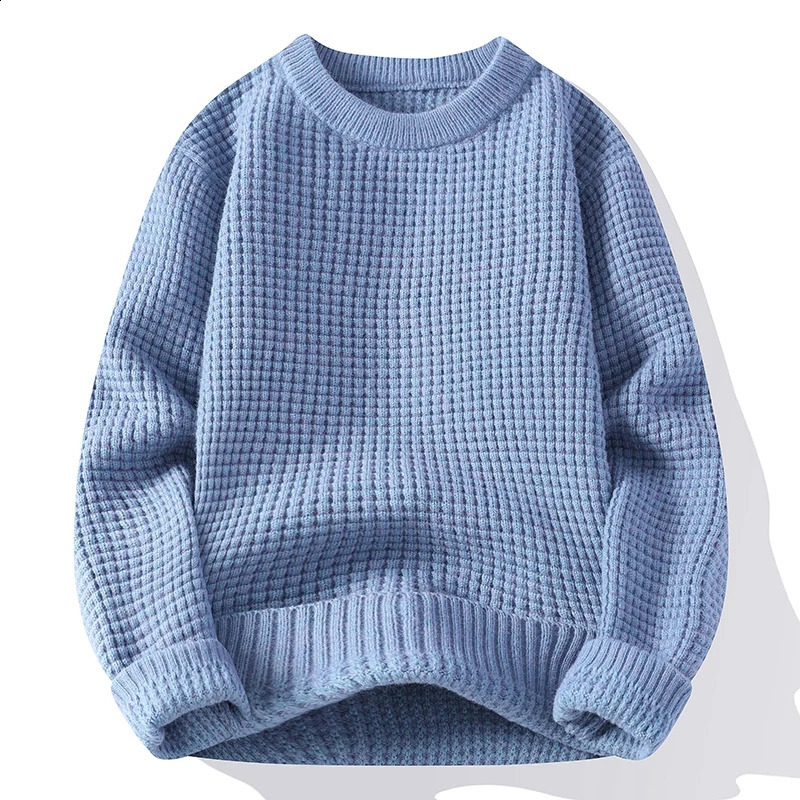 Autumn/Winter Men Solid color Grid pattern weater Mens Fashion Casual Sweaters Thick Warm wool pulloversb size M-3XL 240821