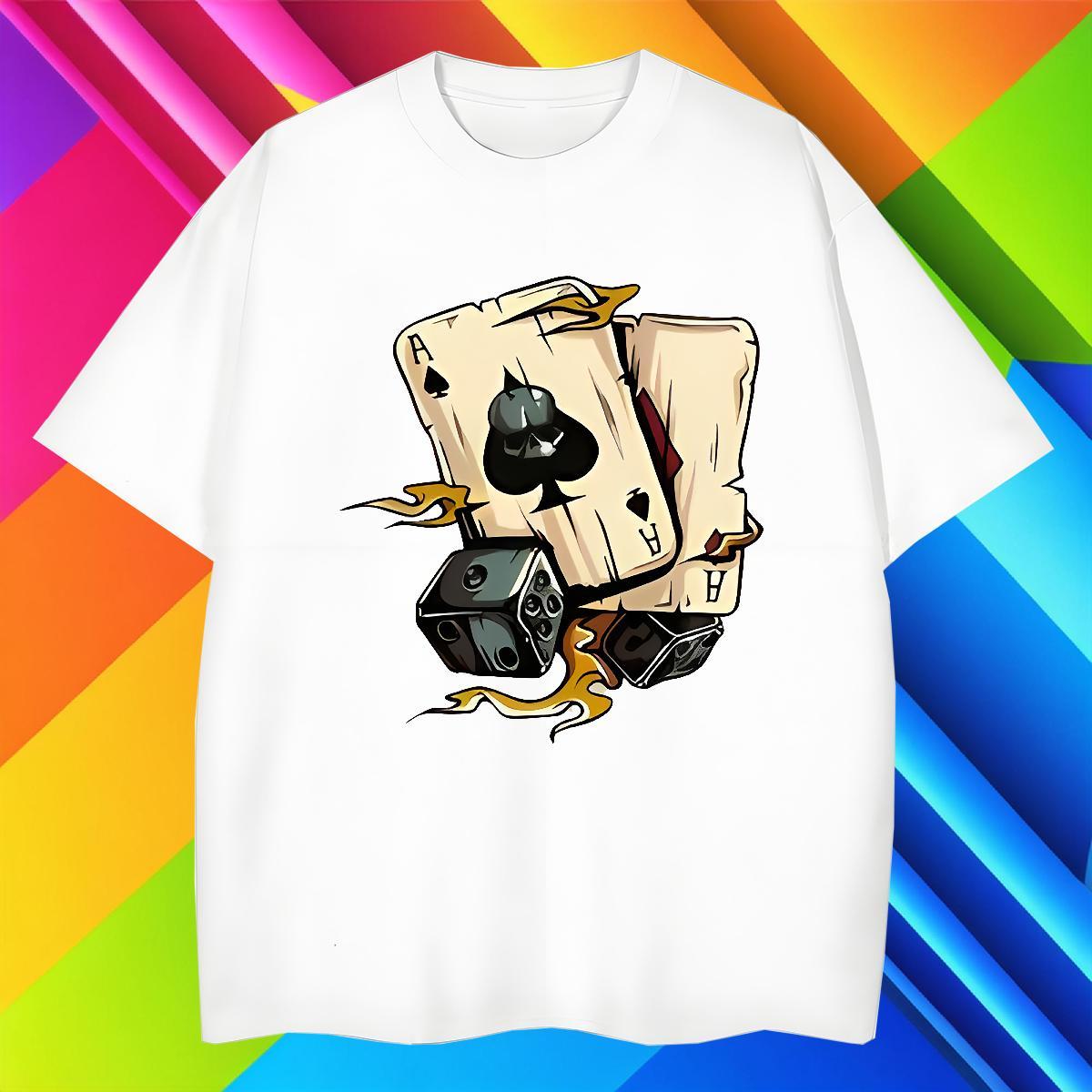 Designer Fashion Tshirts 100% Cotton 230g Anime Printing Street playing card Pure Cotton Mens T Shirts Popular Black White Tee Shirt