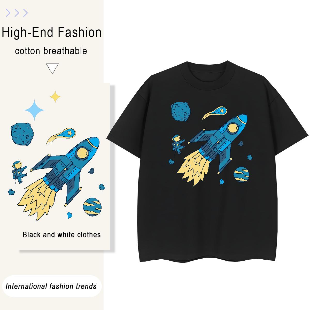 5A Couples T Shirts 100% Cotton 230g universe Casual Daily Wear T Shirts Women Breathable Short Sleeve DIY Logo Tops Tees