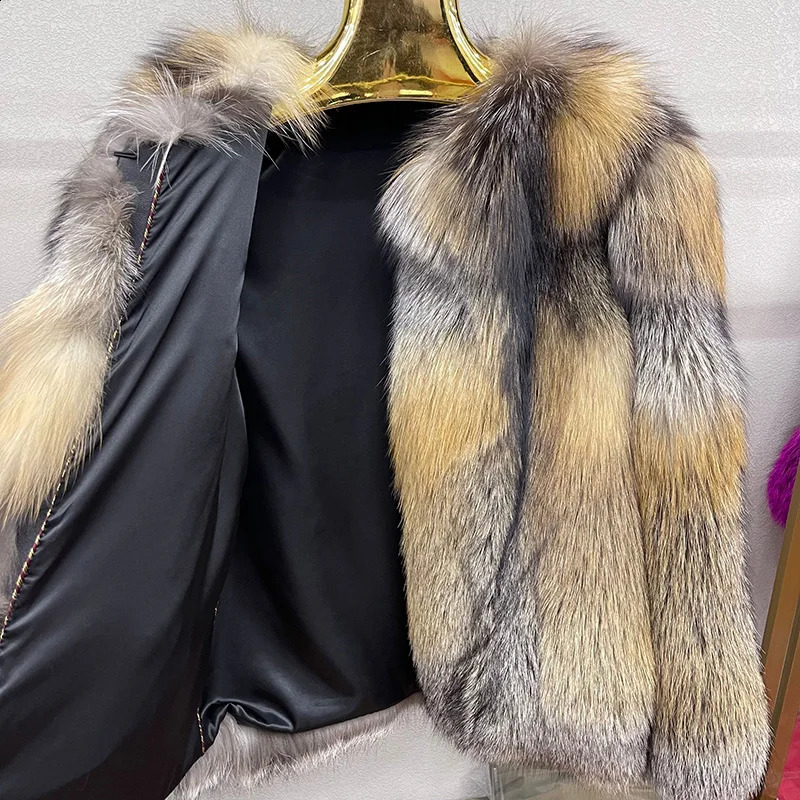 Winter Ladys Short Style Natural Fox Fur Jacket Thick Warm Real Fur Coat Women Outerwear Fashion Jacket 240821
