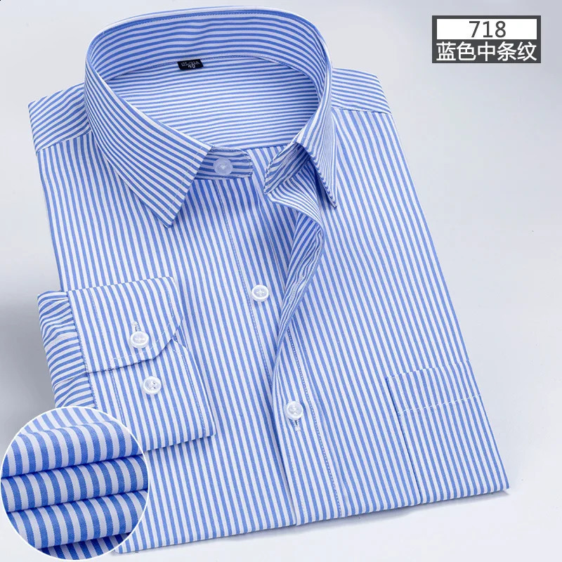 Mens long-sleeved shirt tooling Business casual no-iron top plain high-quality spring and summer slim comfortable fashion 240822