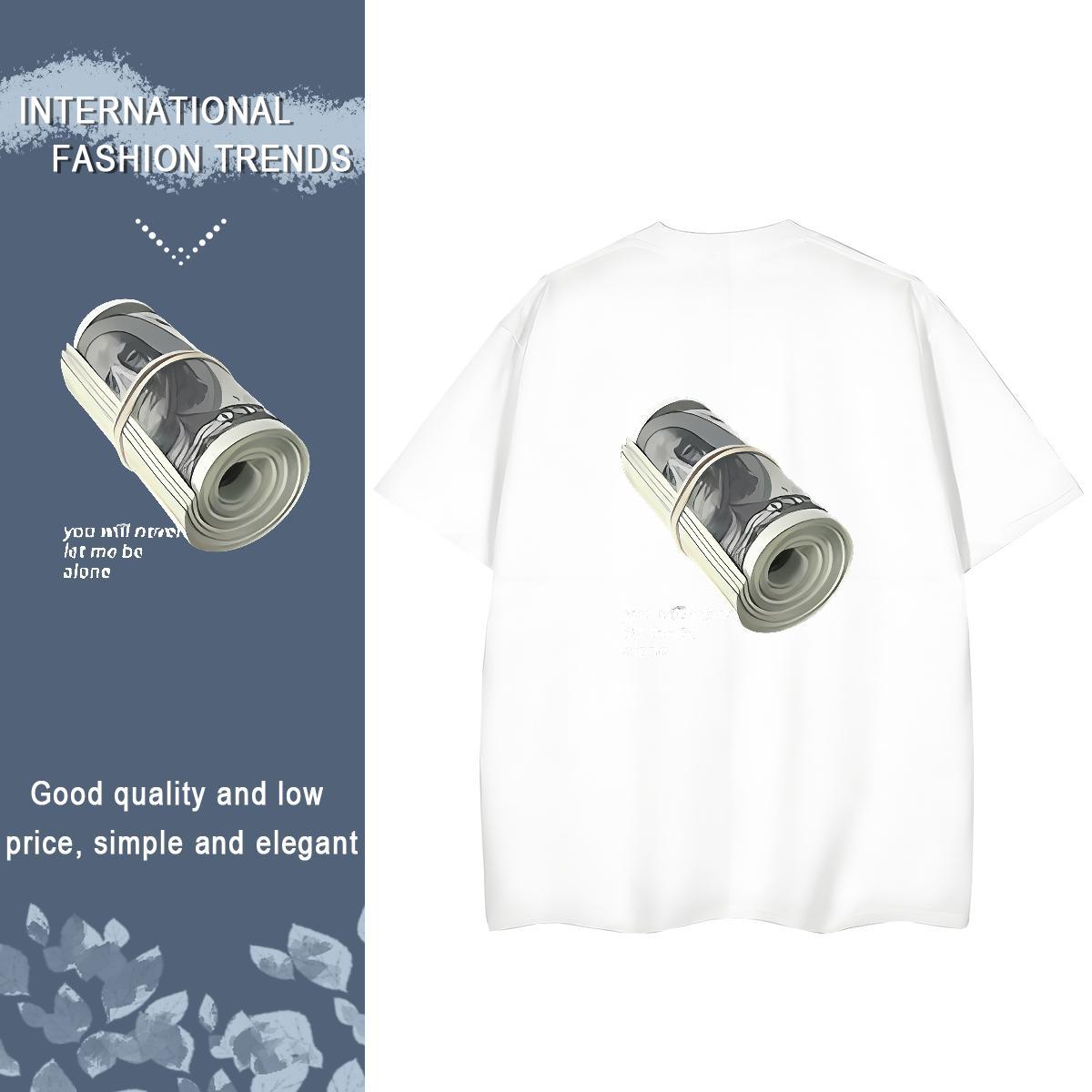 Fashion New Womens T Shirts 100% Cotton 230g Round Neck Short Sleeve Summer Casual money Women Tees Free Shipping Cartoon Anime Clothes Shirt