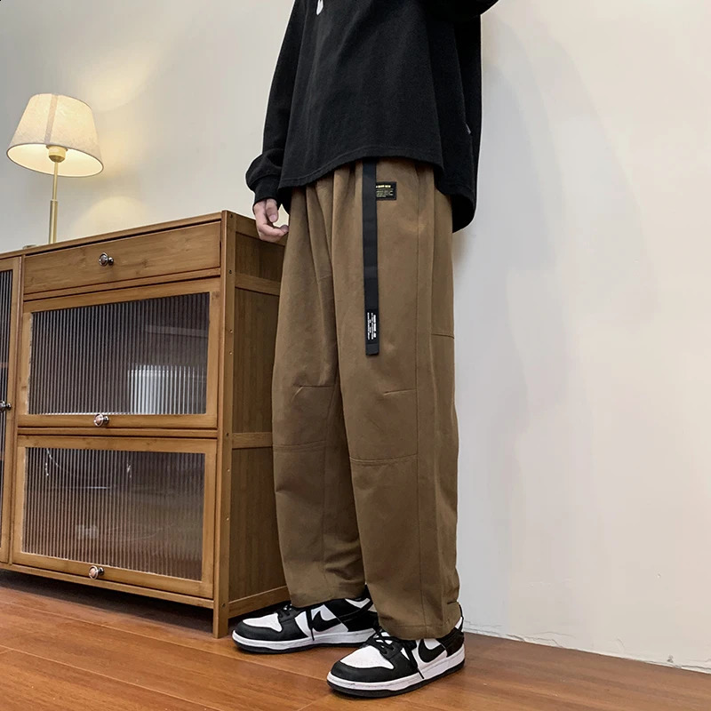 Cargo Pants Man Casual Pants Fashion Hip Hop Sweatpants Pocket Harajuku Male Trousers Jogger Belt Streetwear Big Size 5XL 240822