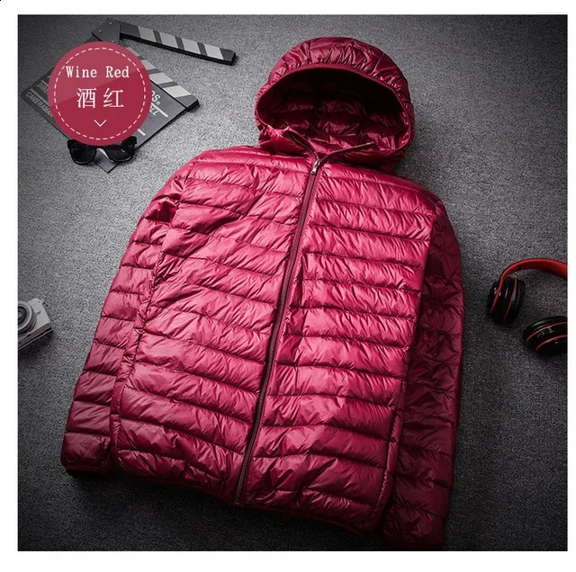 Ultra fine mens spring jacket highquality ultra light down 90% white duck hooded portable w240822