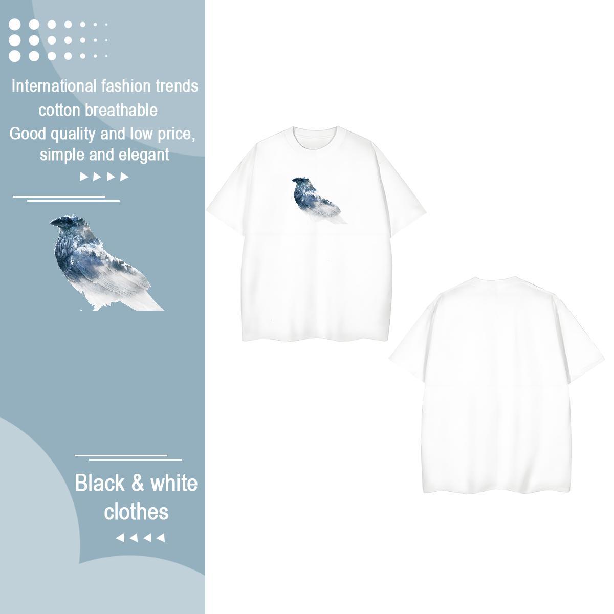 2024 Casual T-Shirts Crew Neck 230g 100% Cotton Couples T Shirts Customized Print bird Sports Street Wear Free Shipping Tops Shirt
