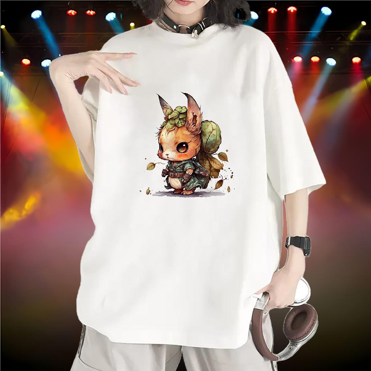 Factory Direct T shirt Breathable 230g Pure Cotton Women Tees DIY Printed rabbit Sport Soft Tshirts