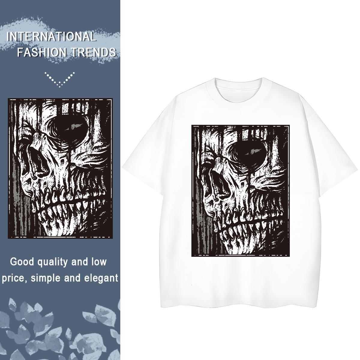 Designer T Shirt For Woman 230g Pure Cotton Breathable Hip Hop Street skull Couples T Shirts Free Shipping DIY Anime Printed Clothes