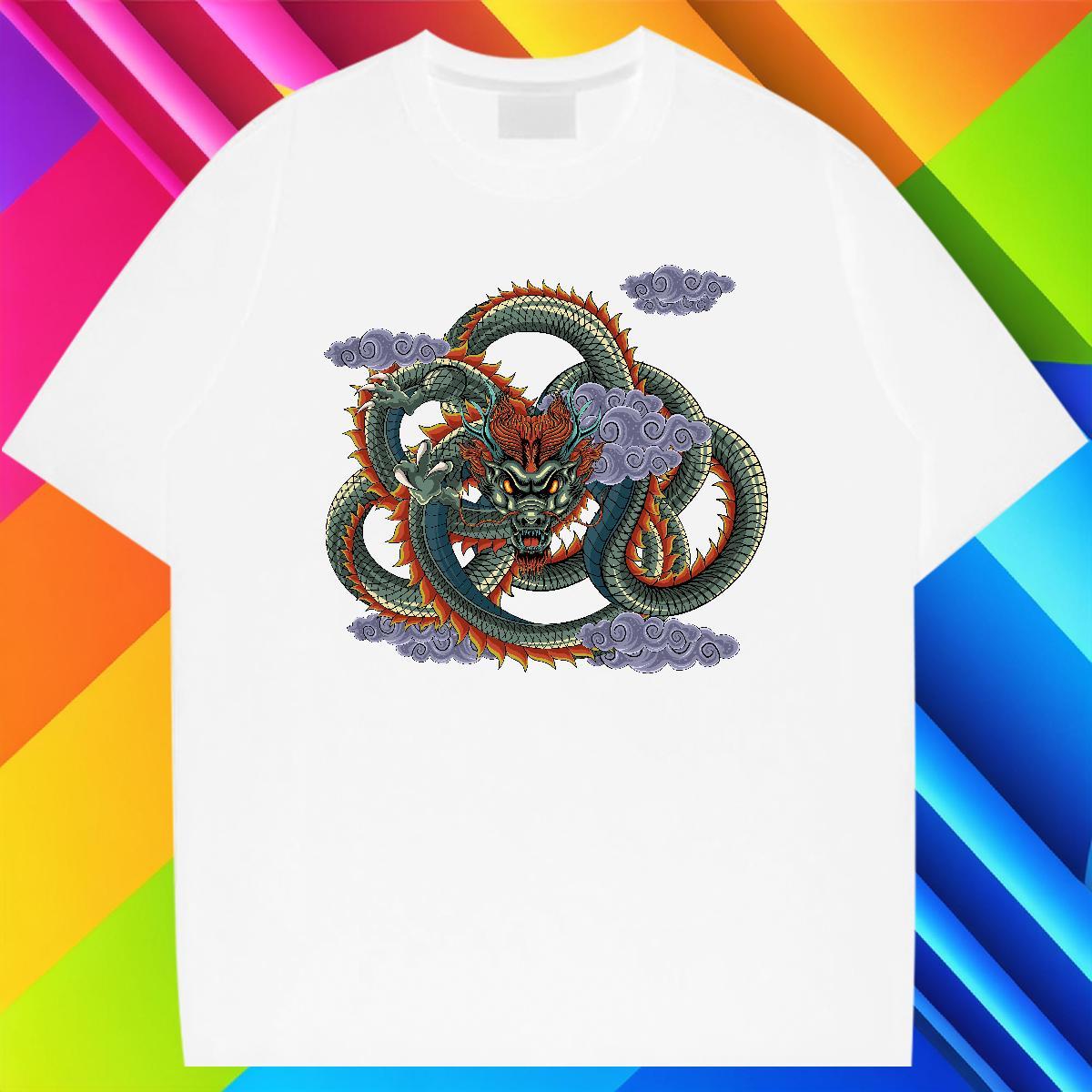 Designer dragon Men T Shirts Sport Men Tees 230g Pure Cotton Wholesale Breathable Short Sleeve Cartoon Print Clothes
