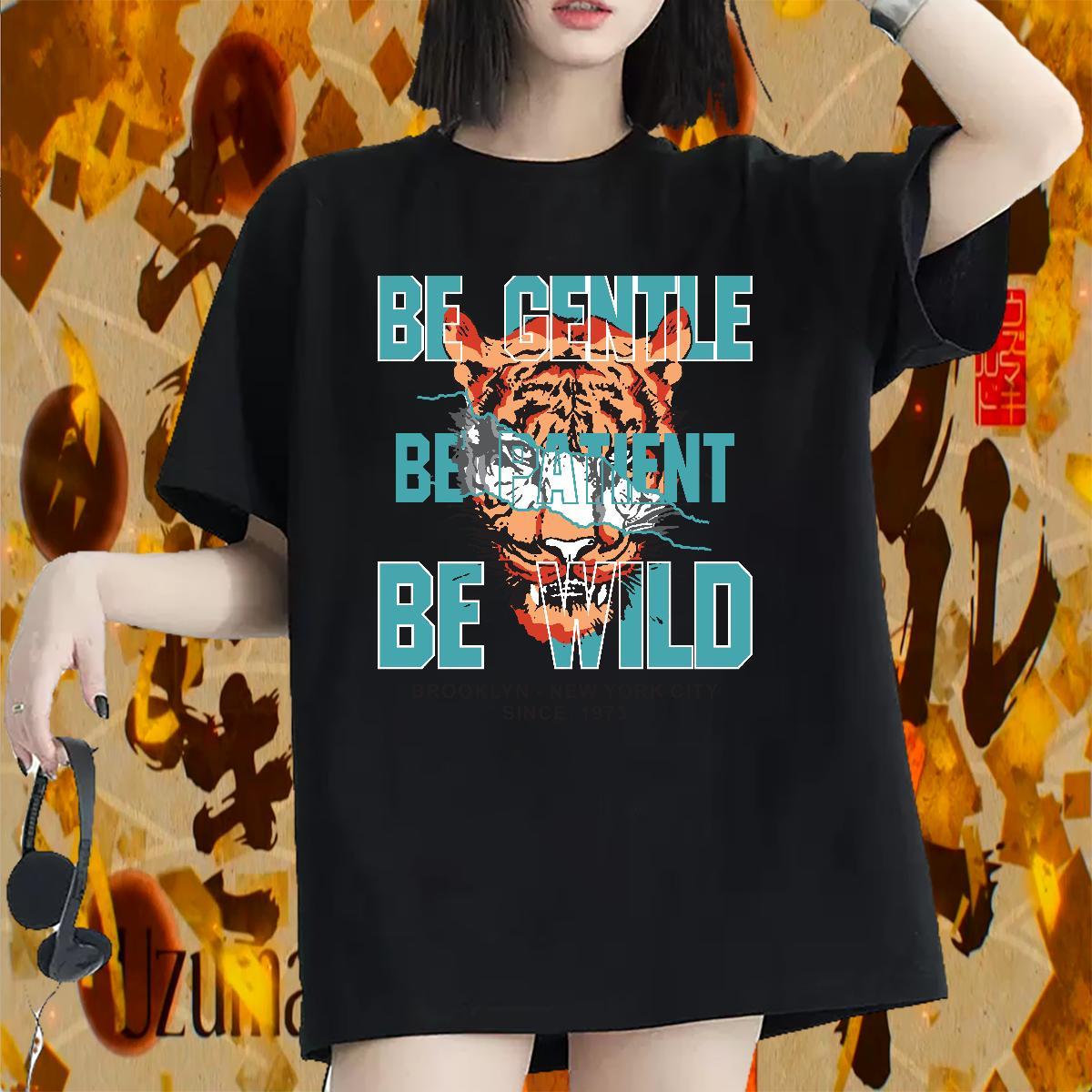 New T shirt Comfortable 230g Cotton Womens Tshirts Graphic tiger Sport Female Wear